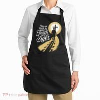 For We Walk Faith Not By Sight Christian Bible Verse Apron thumb 2