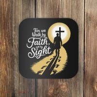 For We Walk Faith Not By Sight Christian Bible Verse Coaster thumb 0