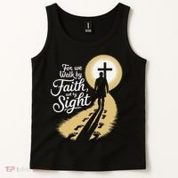 For We Walk Faith Not By Sight Christian Bible Verse Tank Top thumb 2