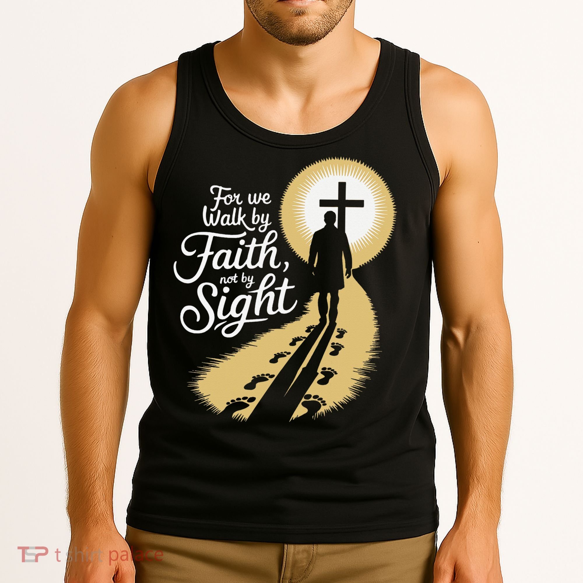 For We Walk Faith Not By Sight Christian Bible Verse Tank Top