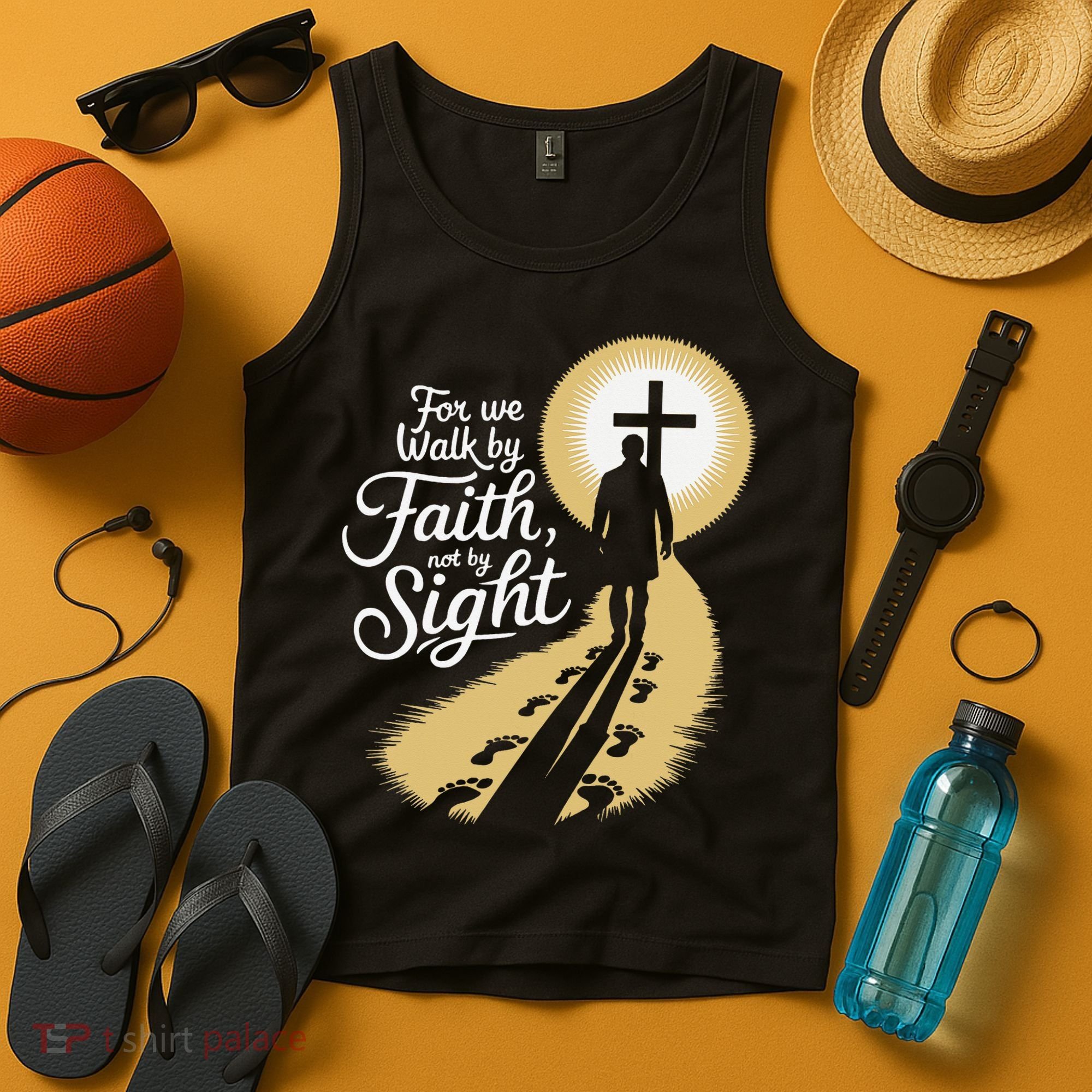 For We Walk Faith Not By Sight Christian Bible Verse Tank Top