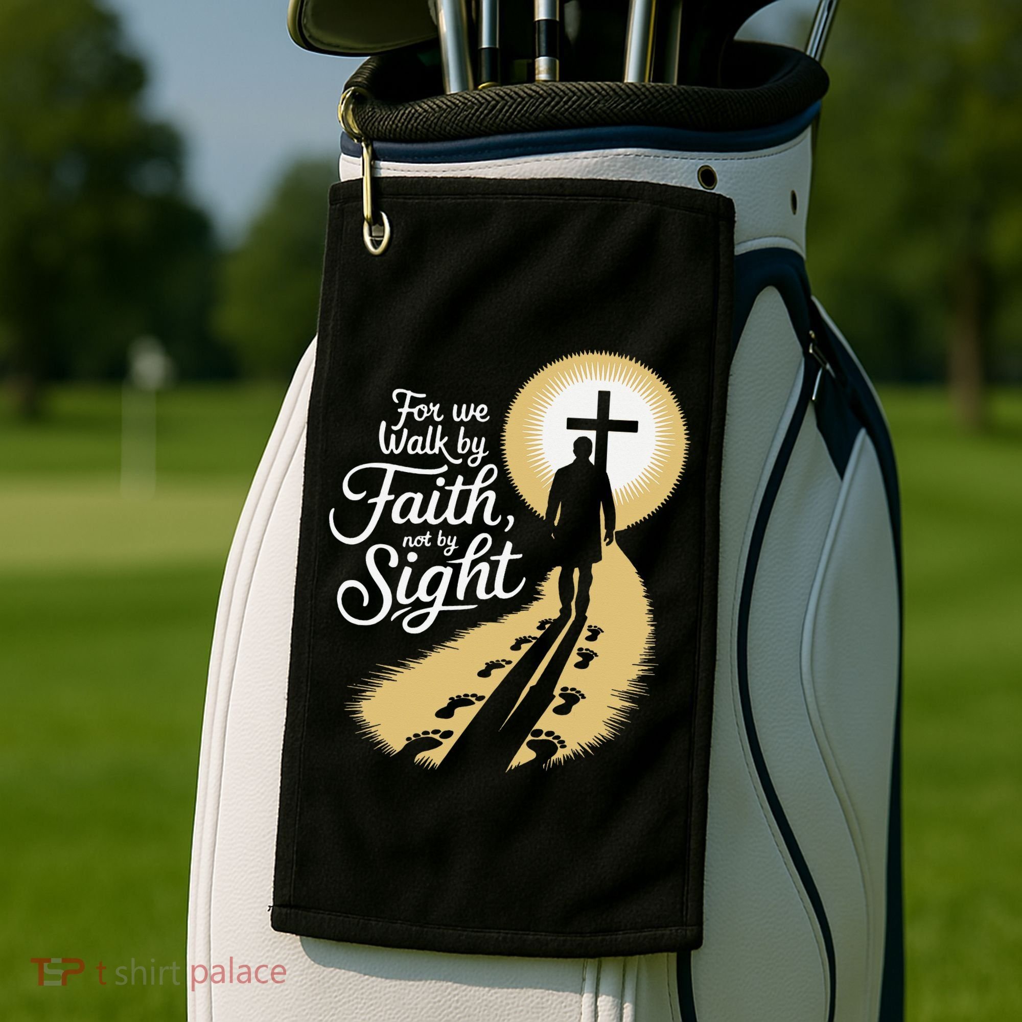 For We Walk Faith Not By Sight Christian Bible Verse Golf Towel