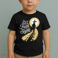 For We Walk Faith Not By Sight Christian Bible Verse Toddler T-Shirt thumb 2