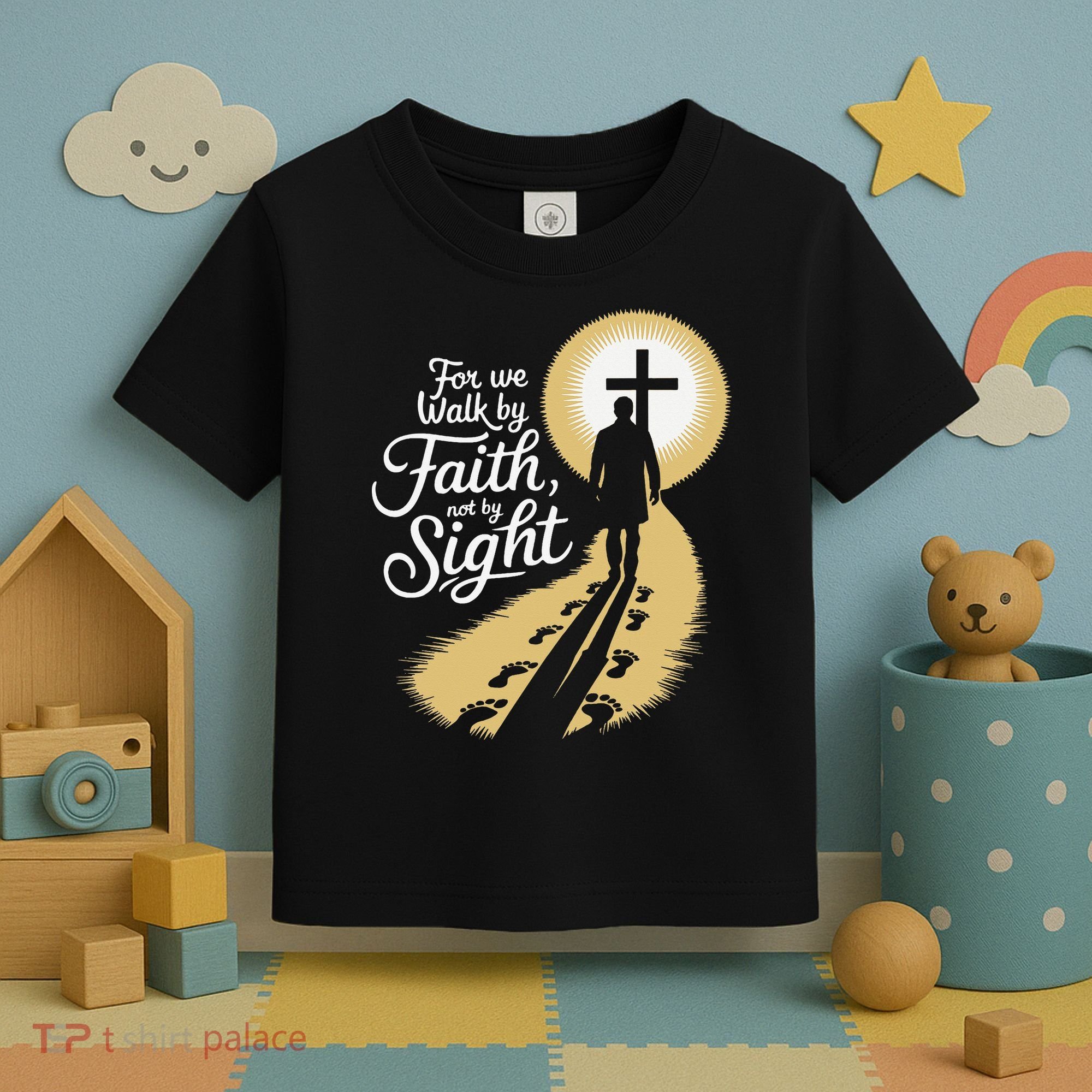 For We Walk Faith Not By Sight Christian Bible Verse Toddler T-Shirt
