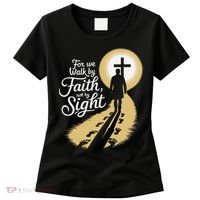 For We Walk Faith Not By Sight Christian Bible Verse Women's T-Shirt thumb 0
