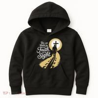 For We Walk Faith Not By Sight Christian Bible Verse Kids Hoodie thumb 0