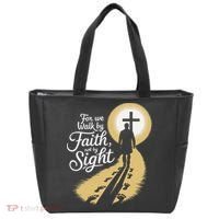 For We Walk Faith Not By Sight Christian Bible Verse Tote Bag thumb 0