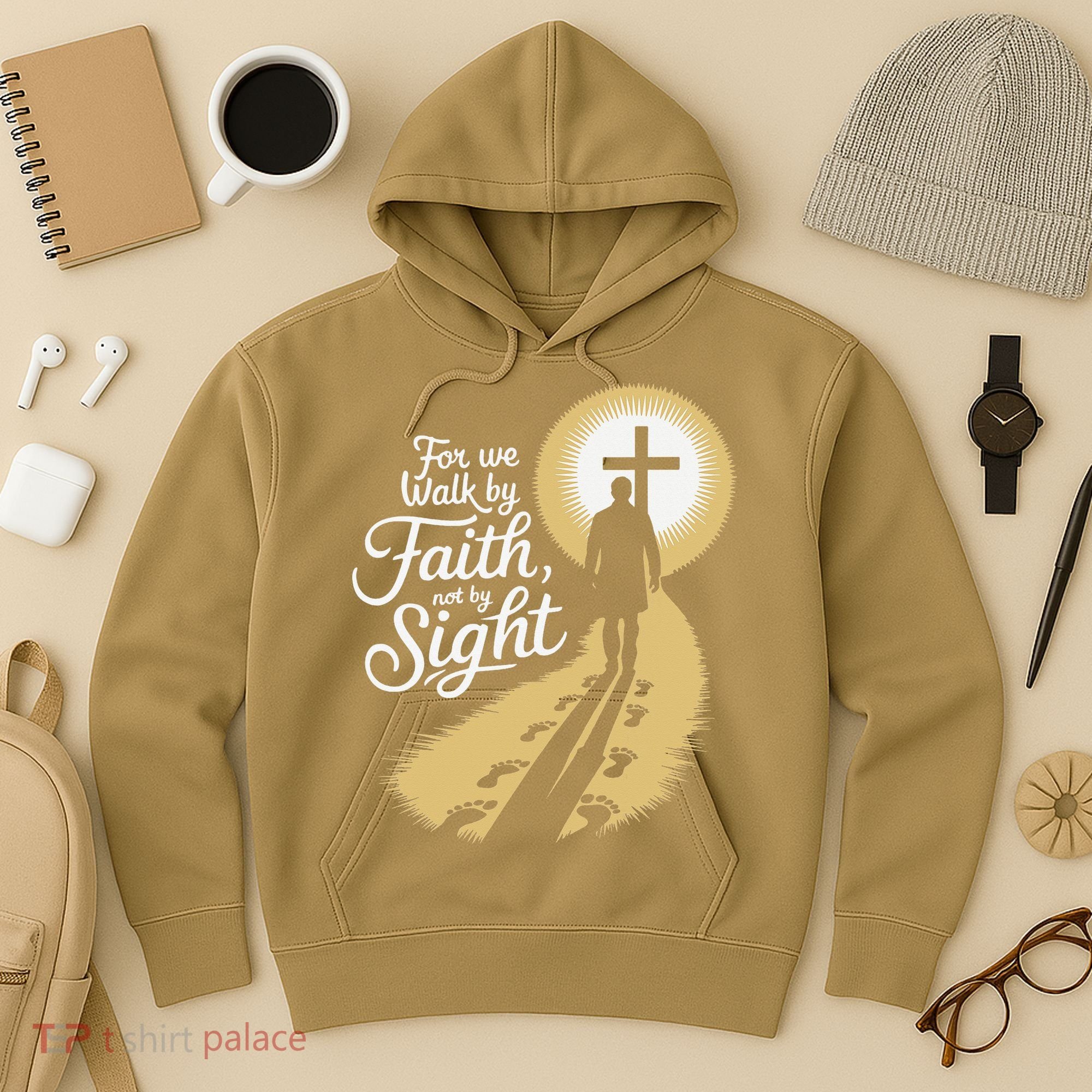 For We Walk Faith Not By Sight Christian Bible Verse Hoodie