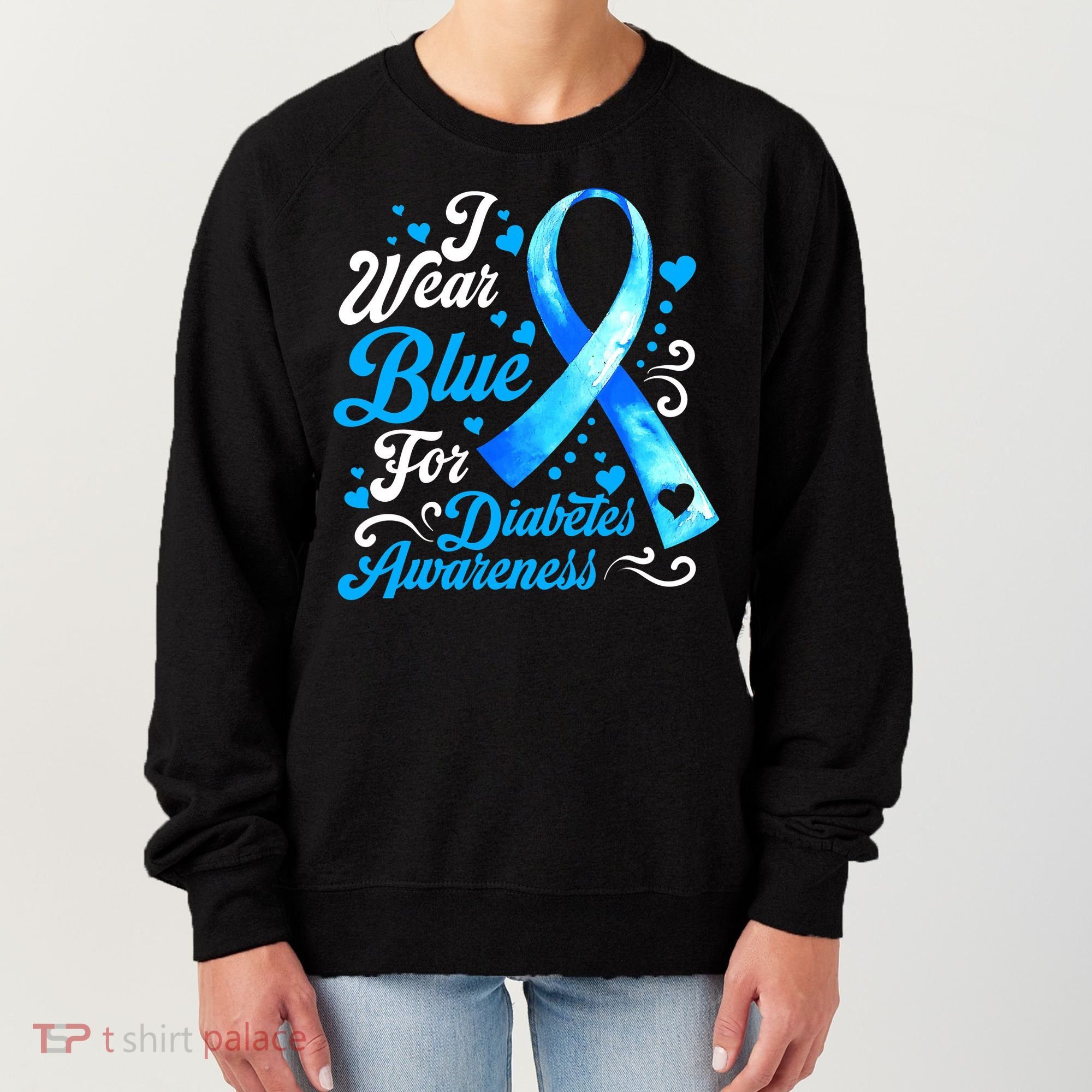 Funny We Wear Blue Ribbon Diabetes Awareness Gift  Women's Sweatshirt