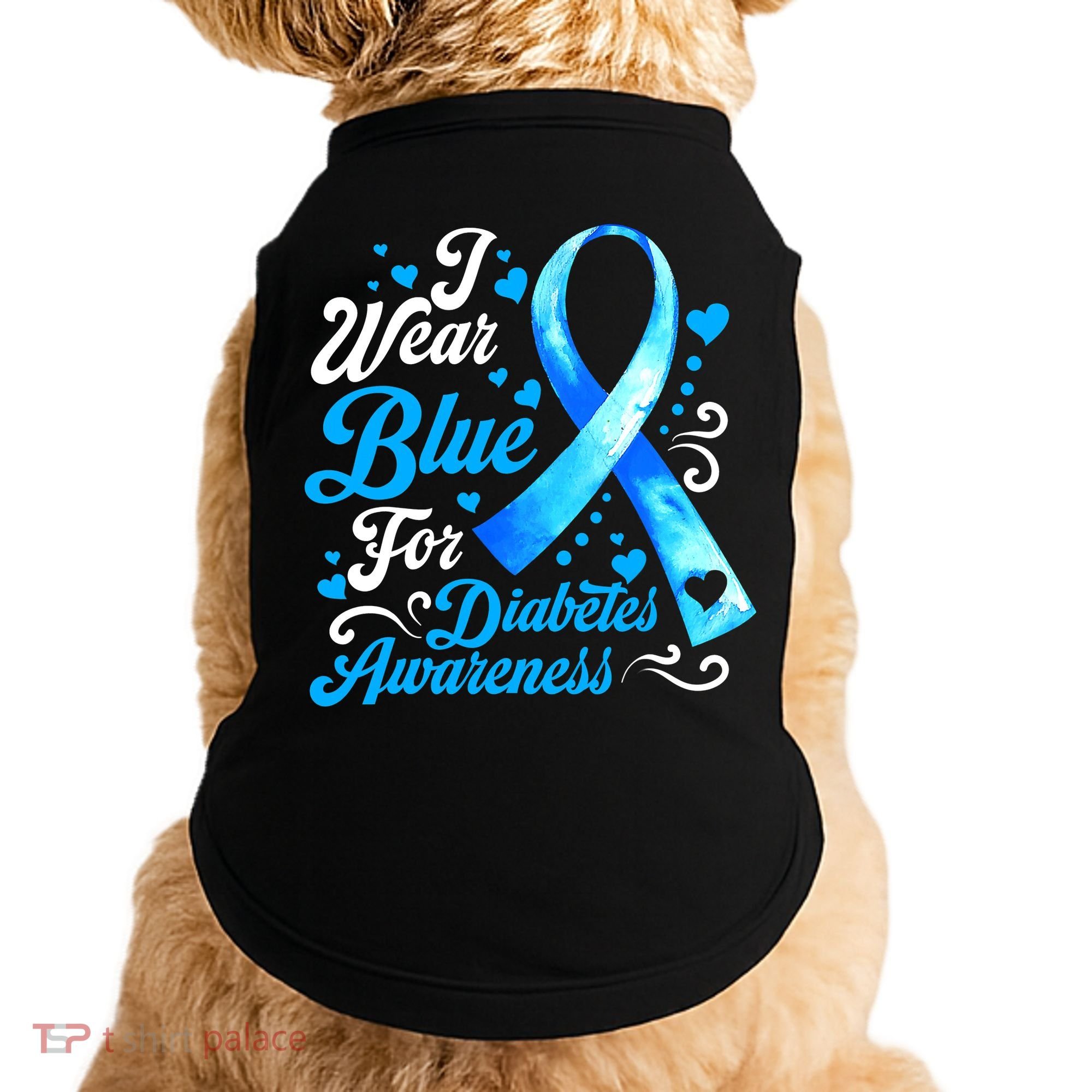 Funny We Wear Blue Ribbon Diabetes Awareness Gift  Doggie Tank