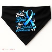 Funny We Wear Blue Ribbon Diabetes Awareness Gift  USA-Made Doggie Bandana thumb 0