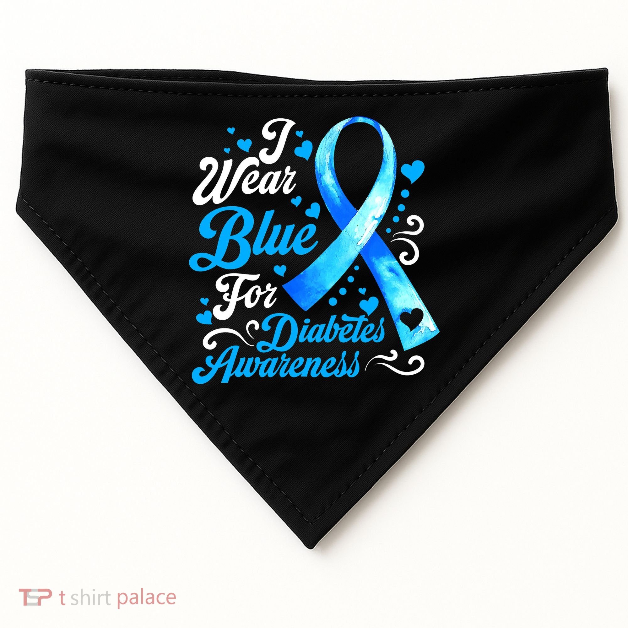 Funny We Wear Blue Ribbon Diabetes Awareness Gift  USA-Made Doggie Bandana