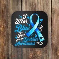 Funny We Wear Blue Ribbon Diabetes Awareness Gift  Coaster thumb 0