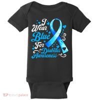 Funny We Wear Blue Ribbon Diabetes Awareness Gift  Baby Bodysuit thumb 0