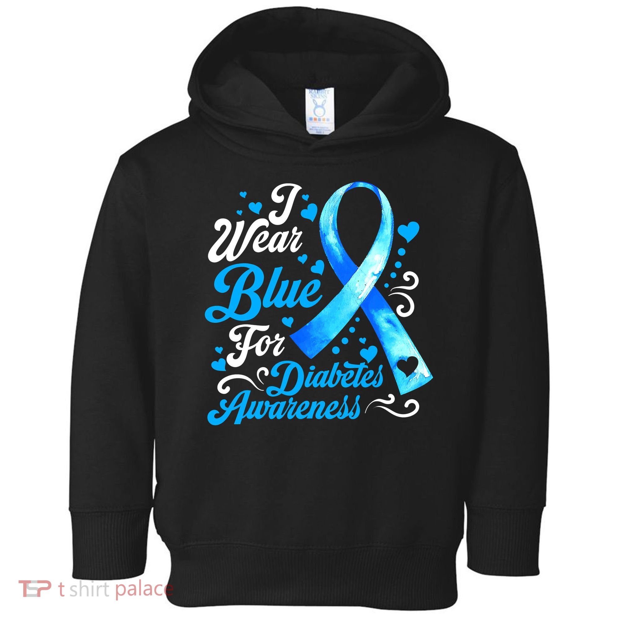 Funny We Wear Blue Ribbon Diabetes Awareness Gift  Toddler Hoodie