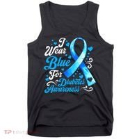 Funny We Wear Blue Ribbon Diabetes Awareness Gift  Tank Top thumb 0
