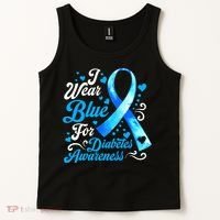 Funny We Wear Blue Ribbon Diabetes Awareness Gift  Tank Top thumb 2