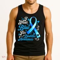 Funny We Wear Blue Ribbon Diabetes Awareness Gift  Tank Top thumb 3