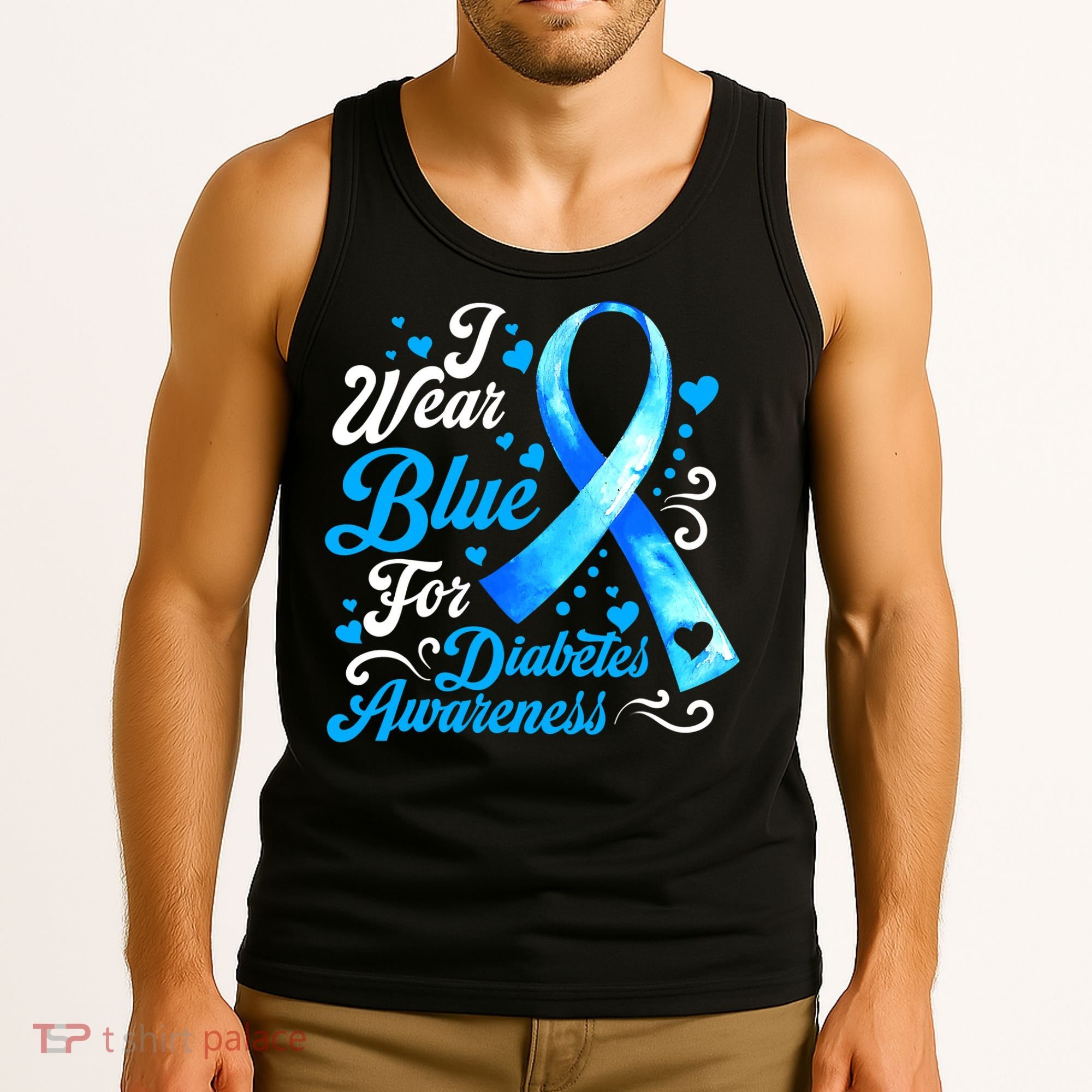 Funny We Wear Blue Ribbon Diabetes Awareness Gift  Tank Top
