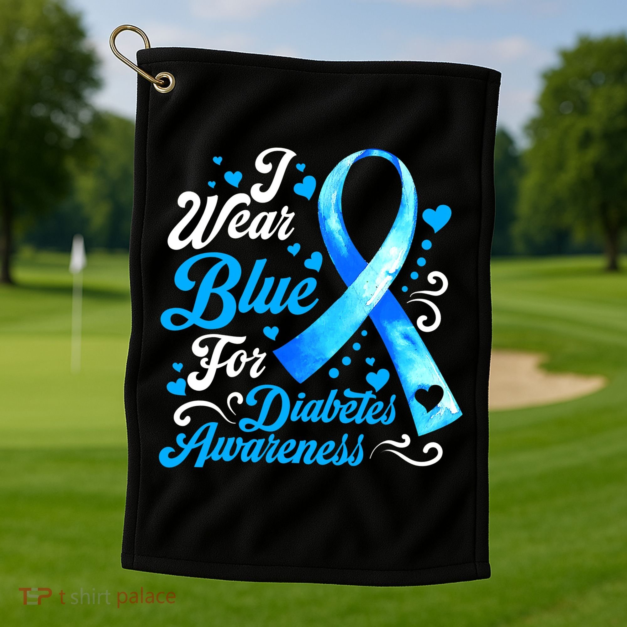 Funny We Wear Blue Ribbon Diabetes Awareness Gift  Golf Towel