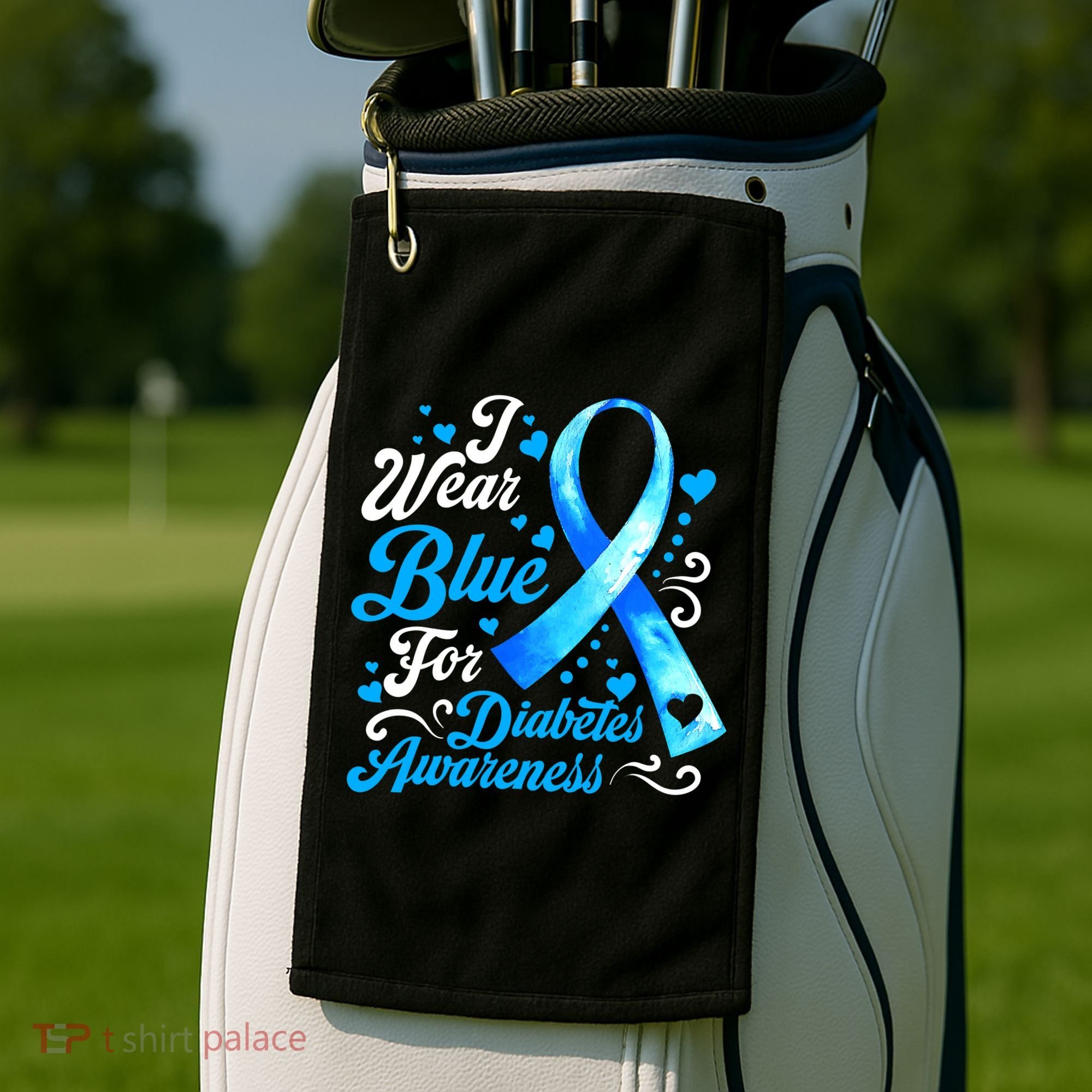 Funny We Wear Blue Ribbon Diabetes Awareness Gift  Golf Towel