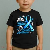 Funny We Wear Blue Ribbon Diabetes Awareness Gift  Toddler T-Shirt thumb 2