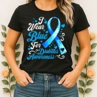 Funny We Wear Blue Ribbon Diabetes Awareness Gift  Women's T-Shirt thumb 2