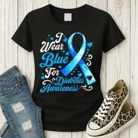 Funny We Wear Blue Ribbon Diabetes Awareness Gift  Women's T-Shirt thumb 3