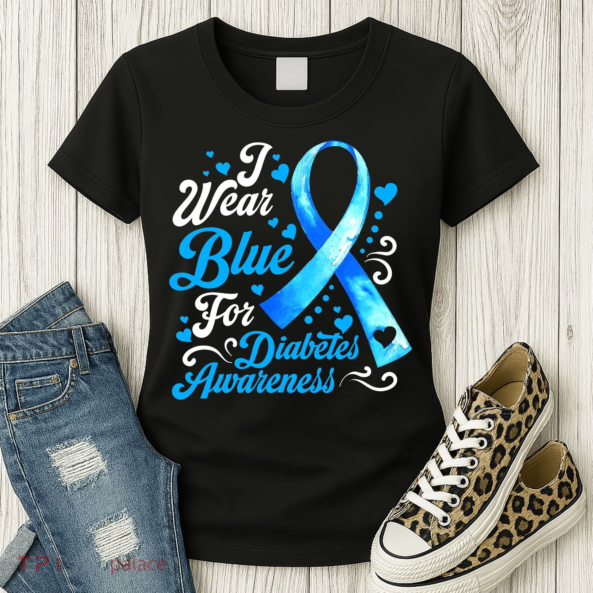Funny We Wear Blue Ribbon Diabetes Awareness Gift  Women's T-Shirt