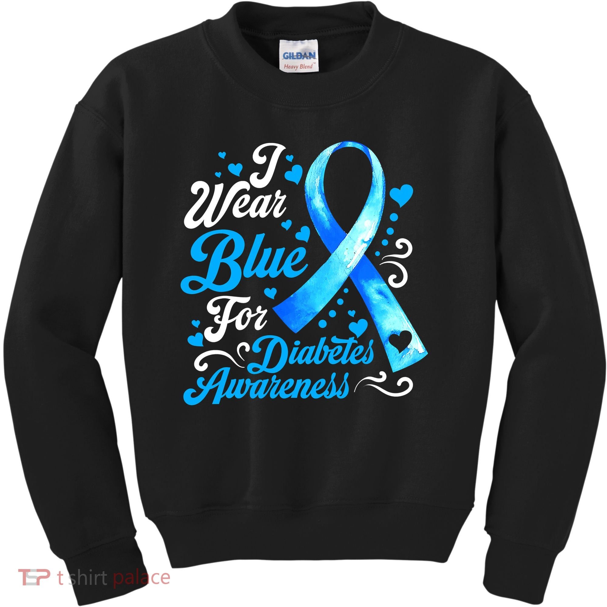 Funny We Wear Blue Ribbon Diabetes Awareness Gift  Kids Sweatshirt