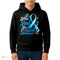 Funny We Wear Blue Ribbon Diabetes Awareness Gift  Kids Hoodie thumb 4