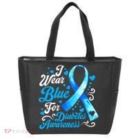 Funny We Wear Blue Ribbon Diabetes Awareness Gift  Tote Bag thumb 0