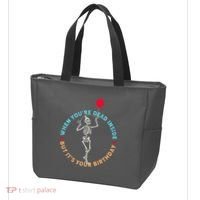 Funny When You're Dead Inside But It's Your Birthday Skeleton Tote Bag thumb 3