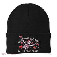 Funny When You're Dead Inside But It's Valentine's Day Heart Skeleton Beanie thumb 0