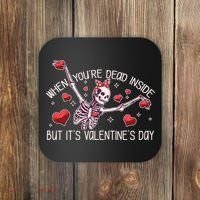 Funny When You're Dead Inside But It's Valentine's Day Heart Skeleton Coaster thumb 0