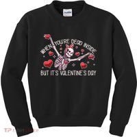 Funny When You're Dead Inside But It's Valentine's Day Heart Skeleton Kids Sweatshirt thumb 0