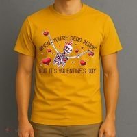 Funny When You're Dead Inside But It's Valentine's Day Heart Skeleton T-Shirt thumb 3