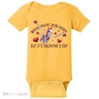 Funny When You're Dead Inside But It's Valentine's Day Heart Skeleton Baby Bodysuit thumb 0