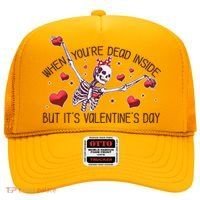 Funny When You're Dead Inside But It's Valentine's Day Heart Skeleton Hat thumb 0