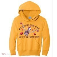 Funny When You're Dead Inside But It's Valentine's Day Heart Skeleton Kids Hoodie thumb 0