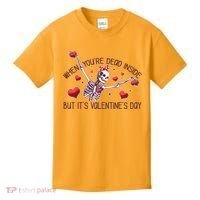 Funny When You're Dead Inside But It's Valentine's Day Heart Skeleton Kids T-Shirt thumb 0