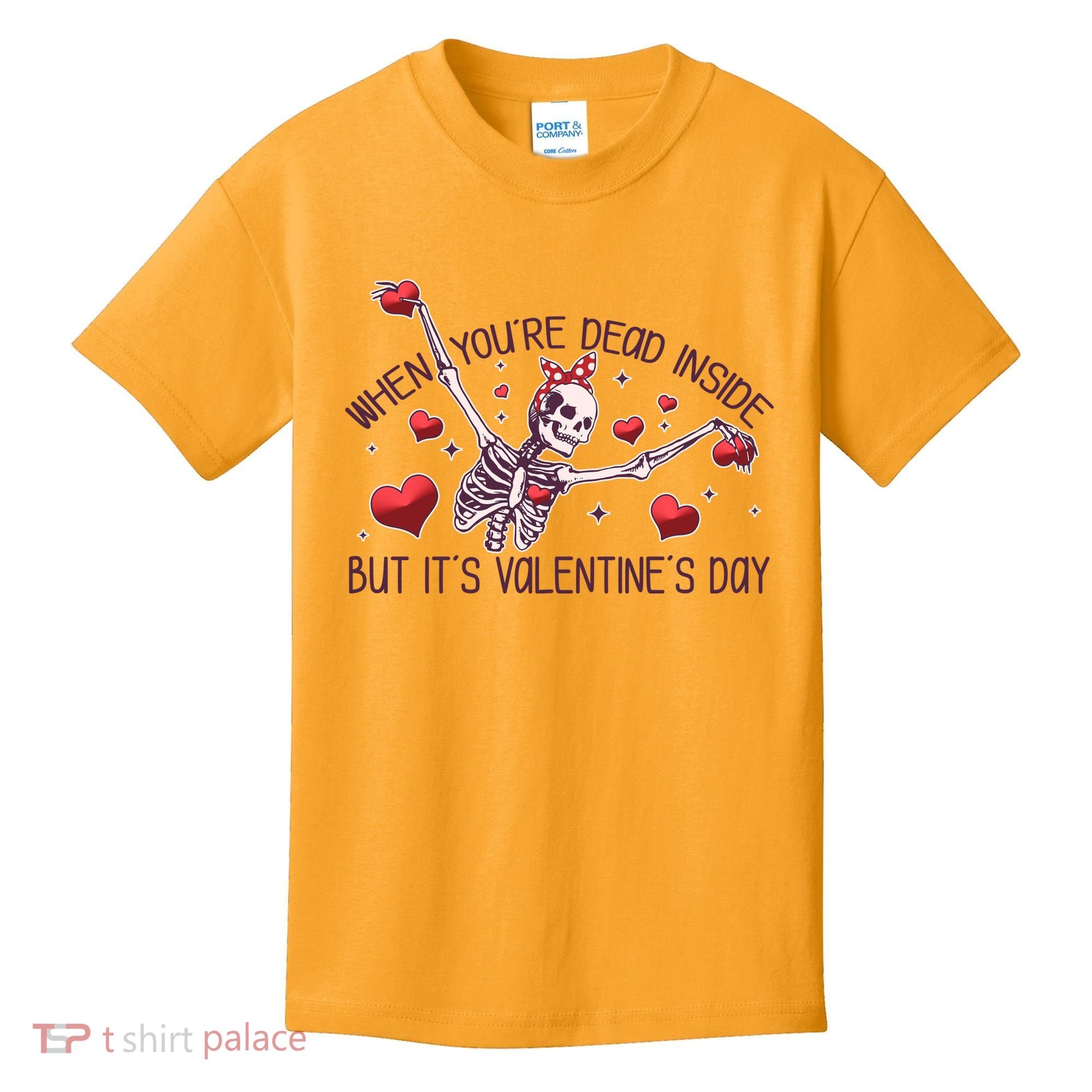 Funny When You're Dead Inside But It's Valentine's Day Heart Skeleton Kids T-Shirt