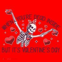 Funny When You're Dead Inside But It's Valentine's Day Heart Skeleton Santa Hat thumb 1