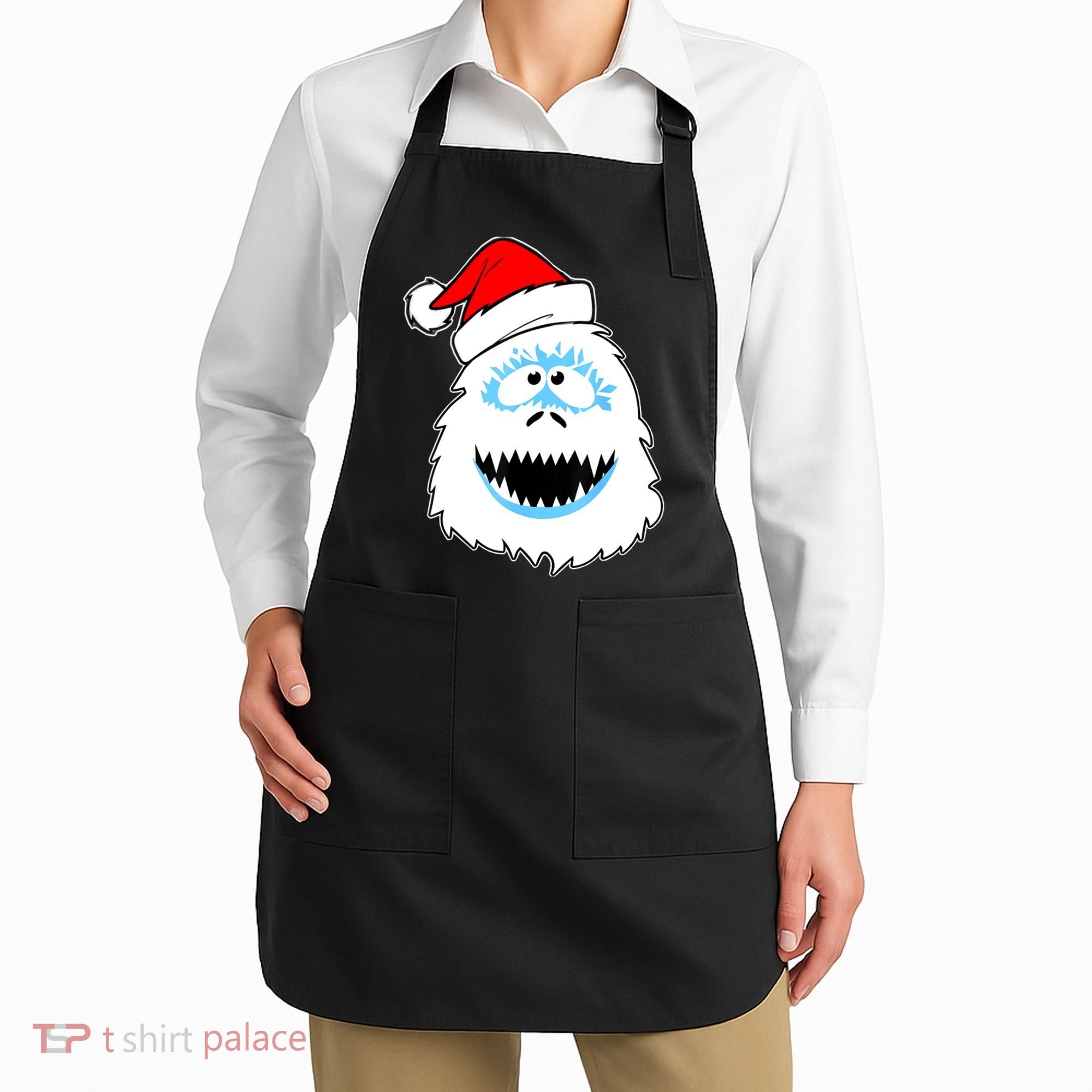 Funny Xmas Abominable Snowman Bigfoot Yeti Retro Christmas Apron