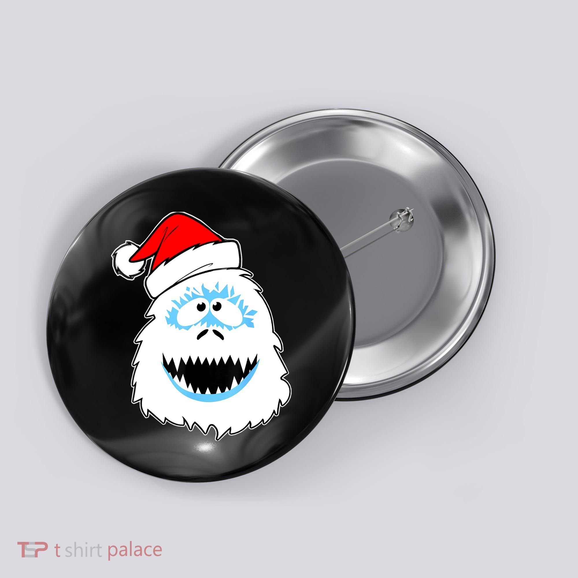 Funny Xmas Abominable Snowman Bigfoot Yeti Retro Christmas Button