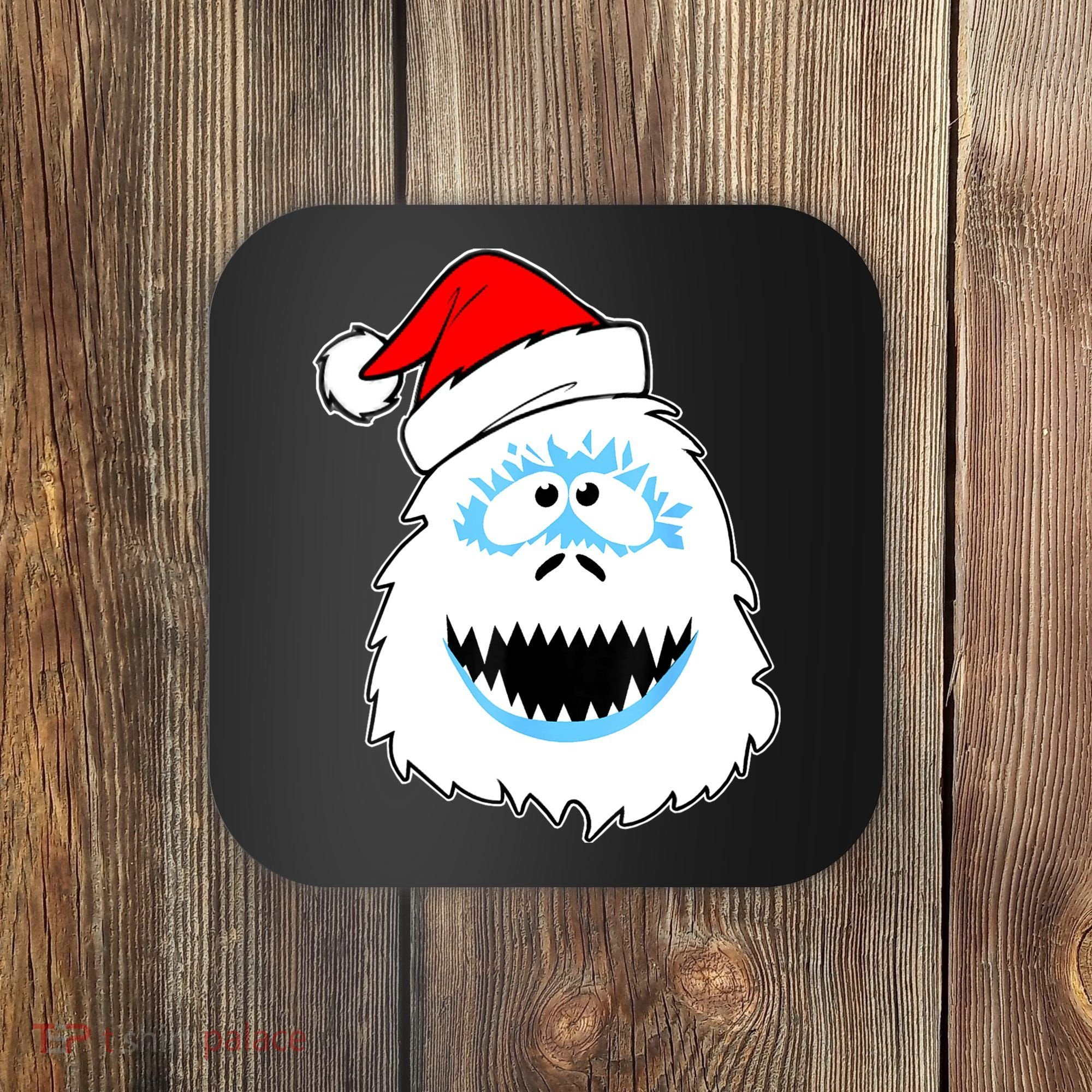 Funny Xmas Abominable Snowman Bigfoot Yeti Retro Christmas Coaster