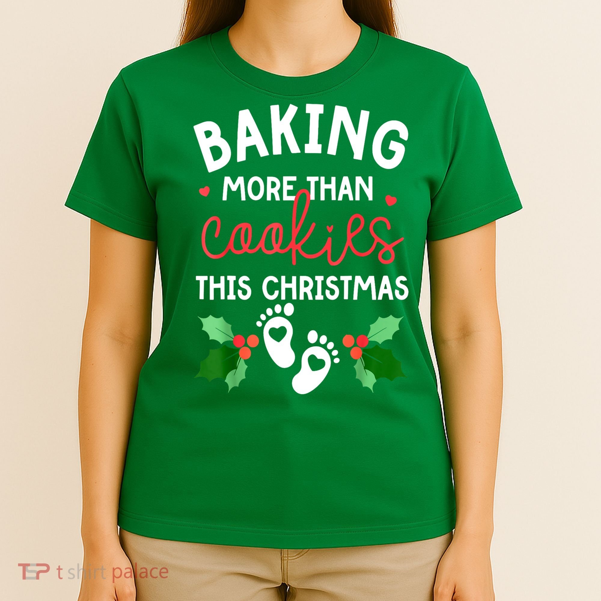Funny Xmas Baking More Than Cookies This Christmas Mother To Be Women Gift T-Shirt