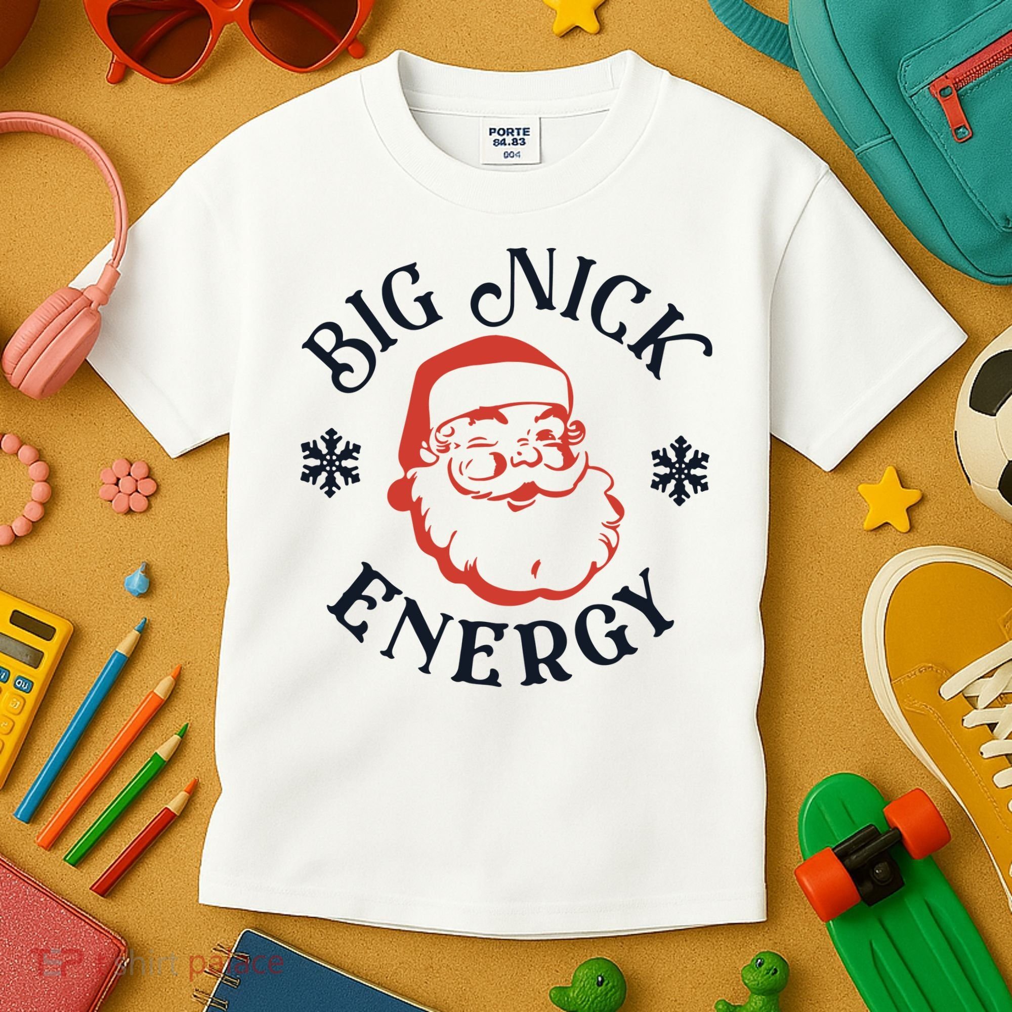 Funny Xmas Big Nick Energy Christmas Santa Claus Kids T-Shirt
