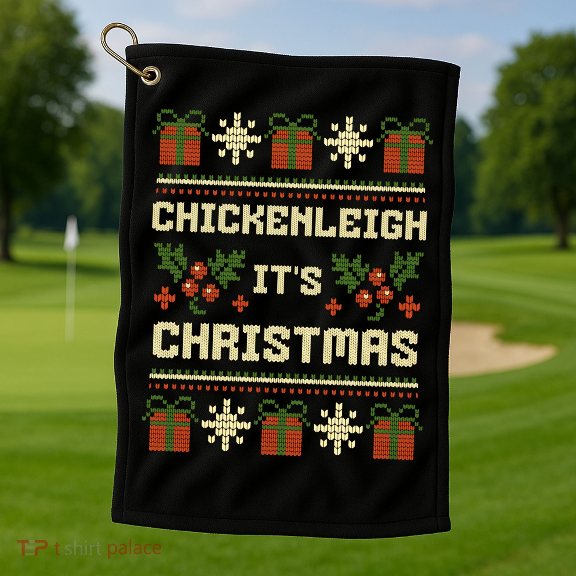 Funny Xmas Chickenleigh Its Sweater Ugly Christmas Gift Golf Towel