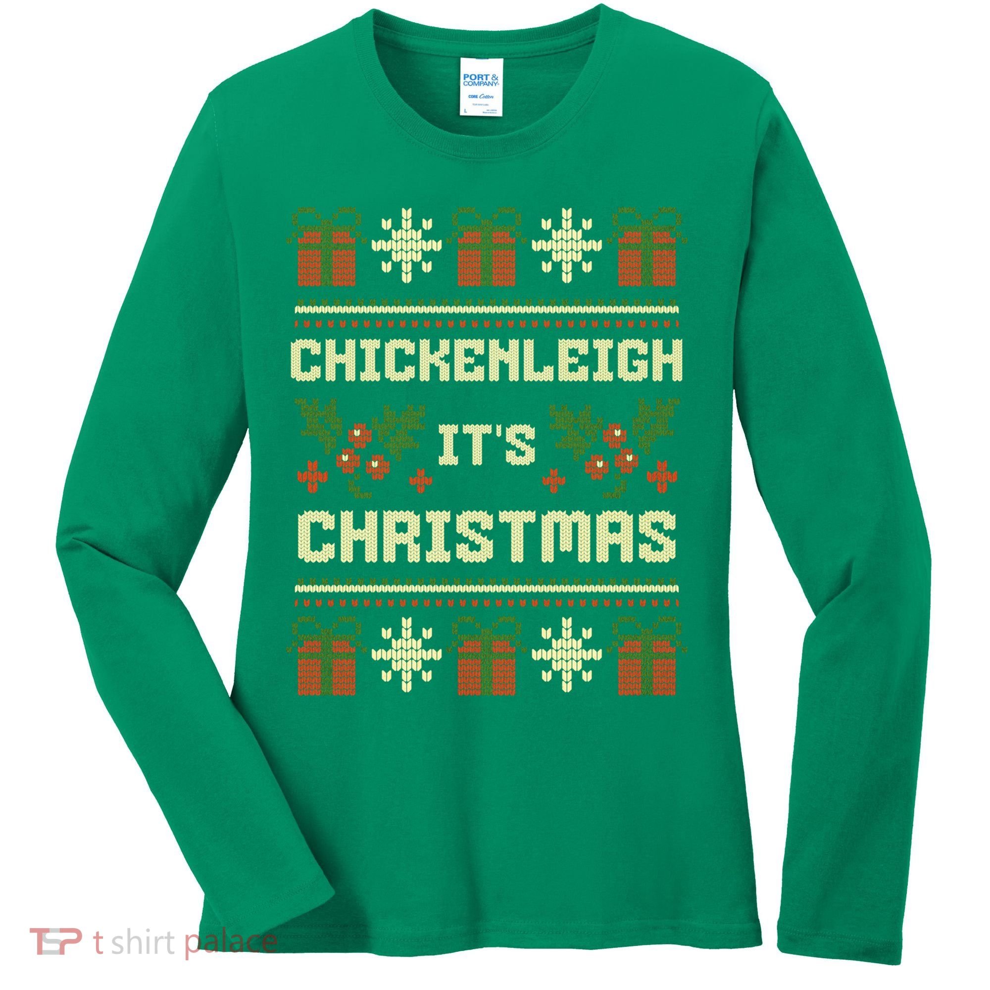 Funny Xmas Chickenleigh Its Sweater Ugly Christmas Gift Women's Long Sleeve Shirt